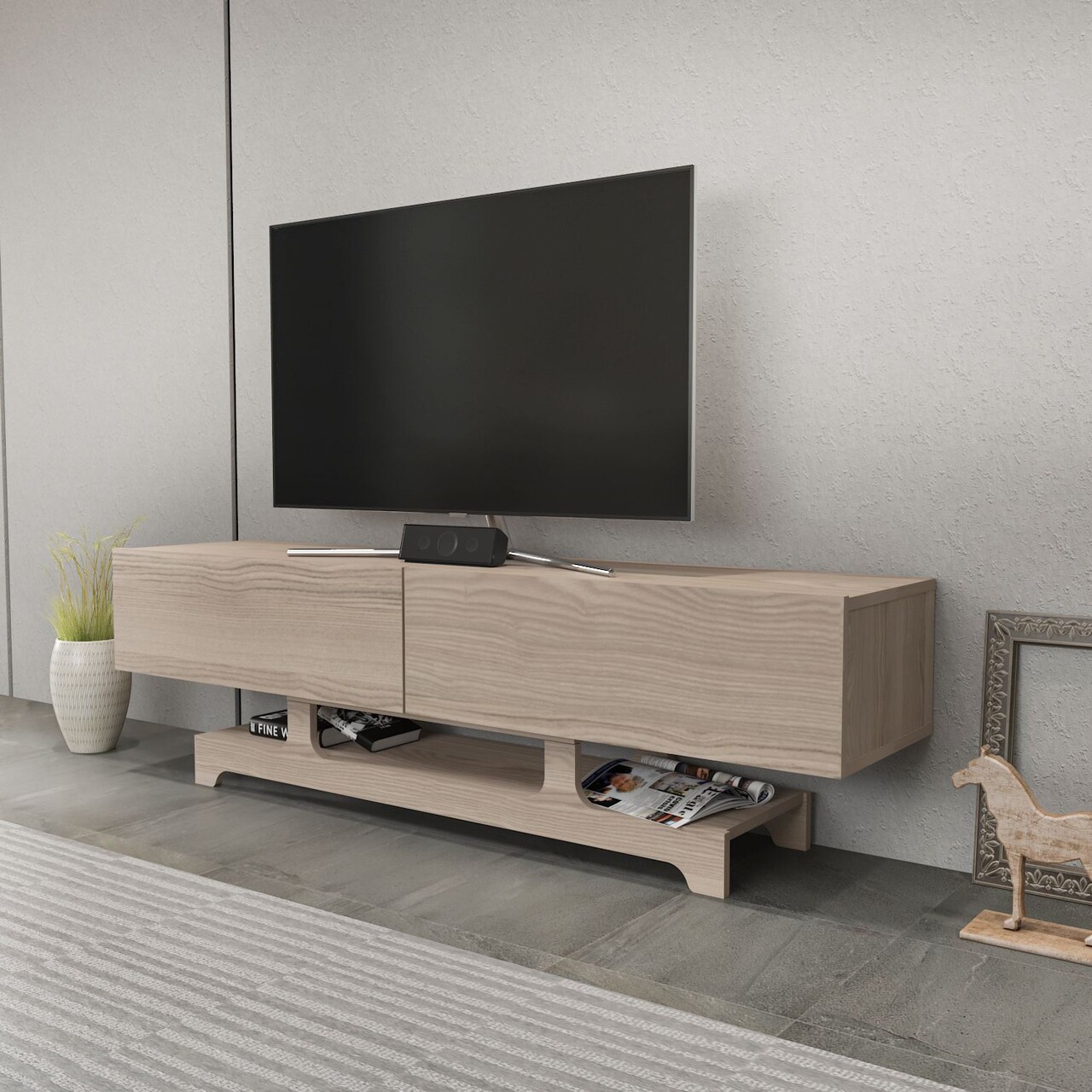 Comoda TV, Hanah Home, Tera, 160x46.8x35 cm, Maro - imagine 6